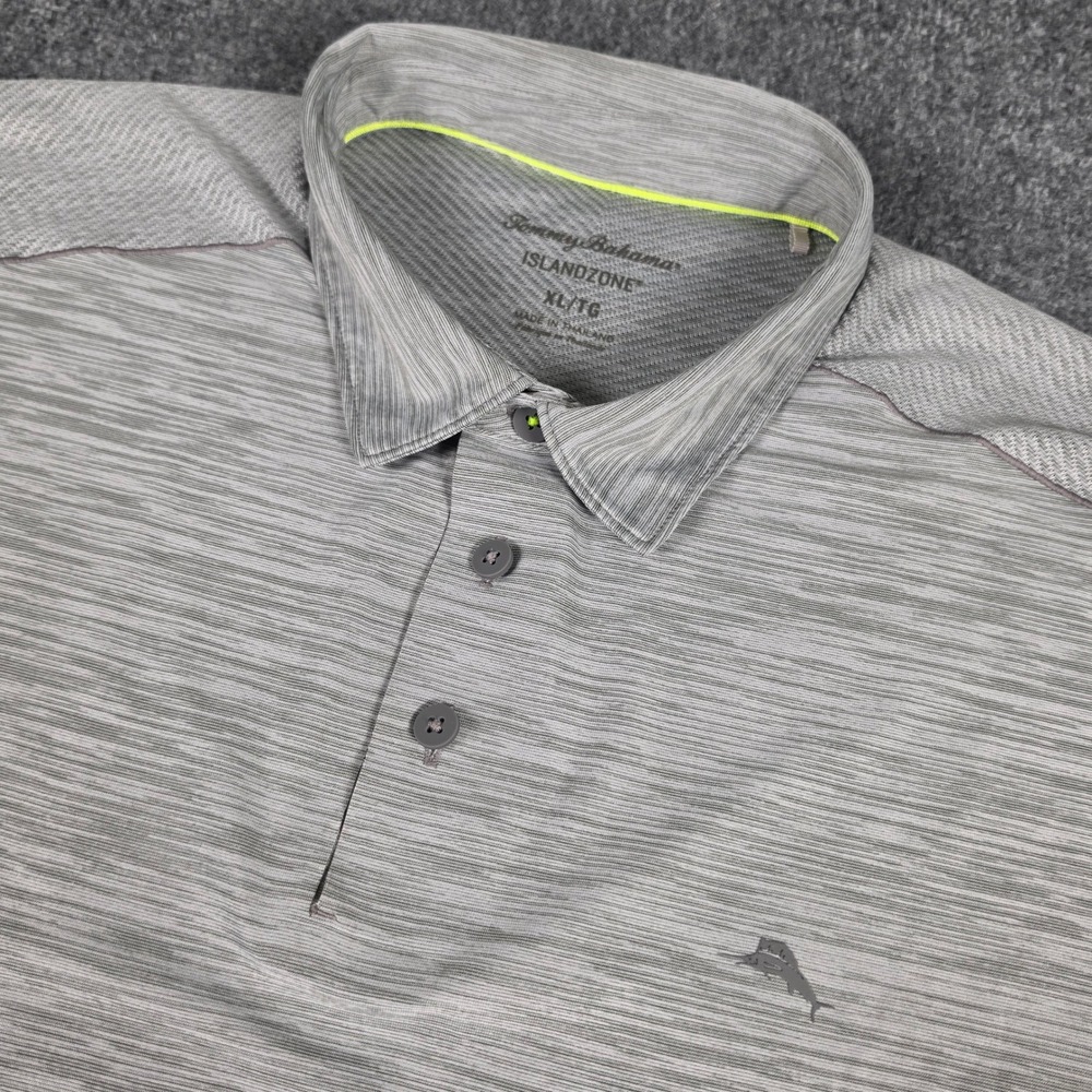 Tommy Bahama Polo Shirt Mens XL Grey IslandZone Space Dye Short Sleeve Golf